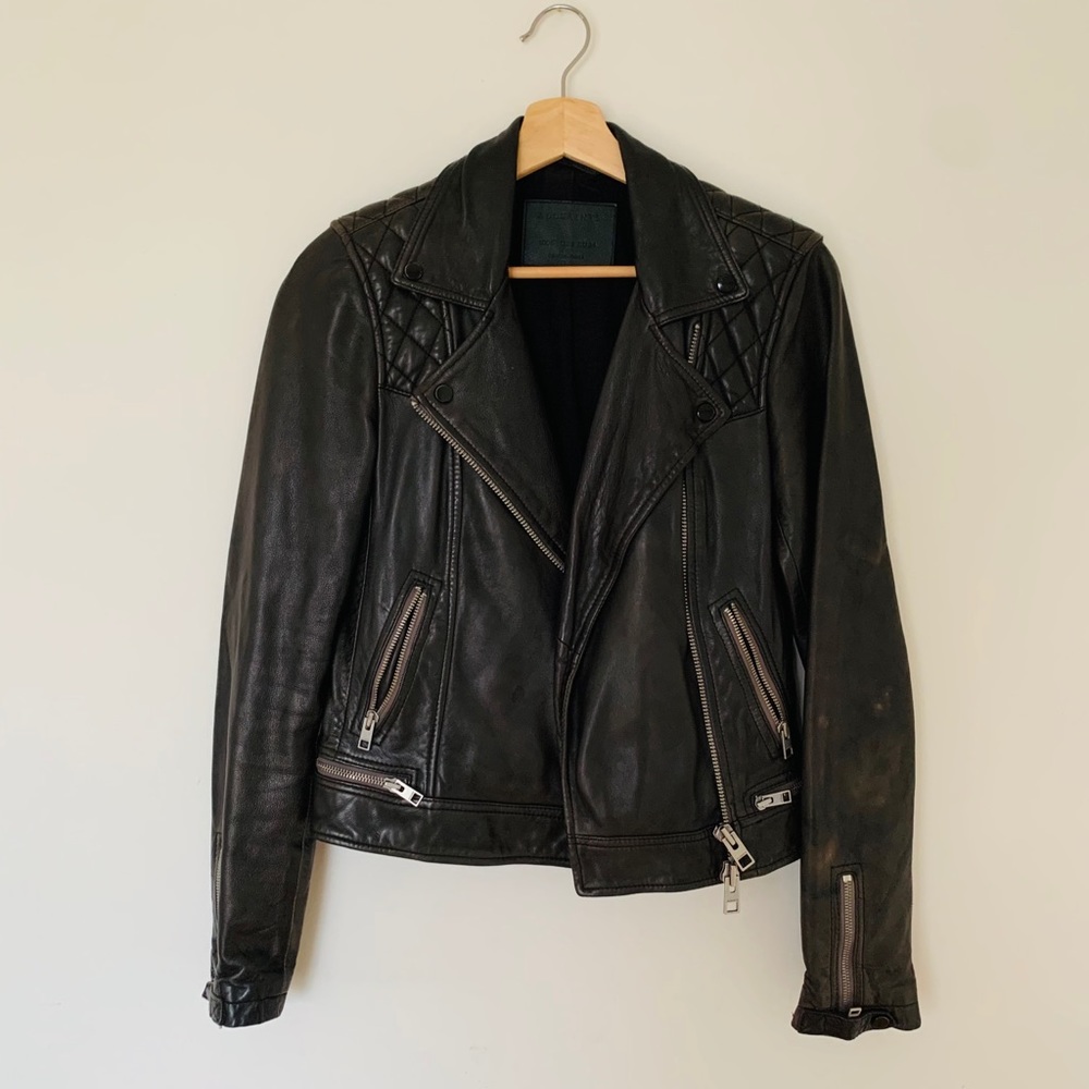 All saints leather jacket size 2